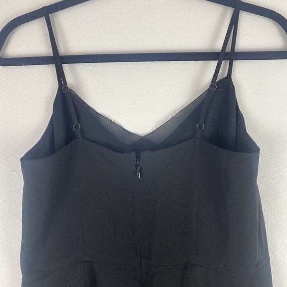 Banana Republic Women's Flouncy Midi Dress Size 2 Black Ruffle Slip V Neck - Picture 4 of 11